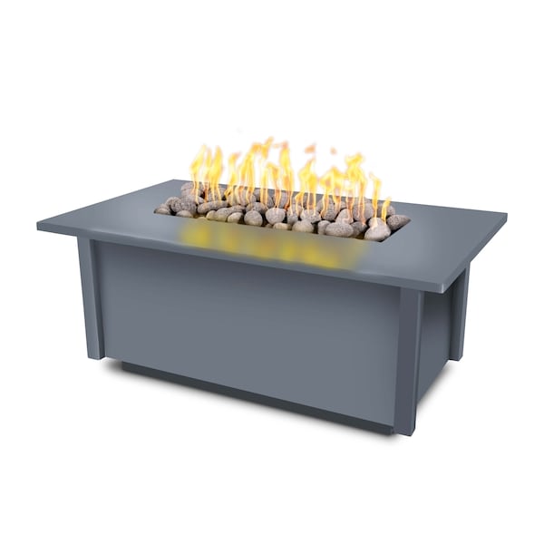 The Outdoor Plus 60 Rectangular Salinas Fire Table, Powder Coated Metal, Spark Ignition w/Flame Sense, Liq. Propane OPT-SALPC60FSEN-GRY-LP - main